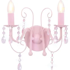 vidaXL Lámpara de pared con cuentas con 2 bombillas E14 Rosa Sale