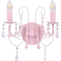 vidaXL Lámpara de pared con cuentas con 2 bombillas E14 Rosa Sale