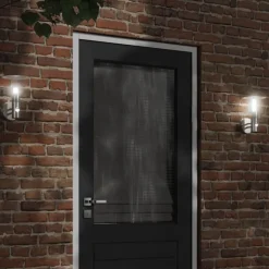 vidaXL Lámpara de pared de exterior con sensor acero inoxidable Plateado