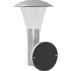 vidaXL Lámpara de pared de exterior con sensor acero inoxidable Plateado
