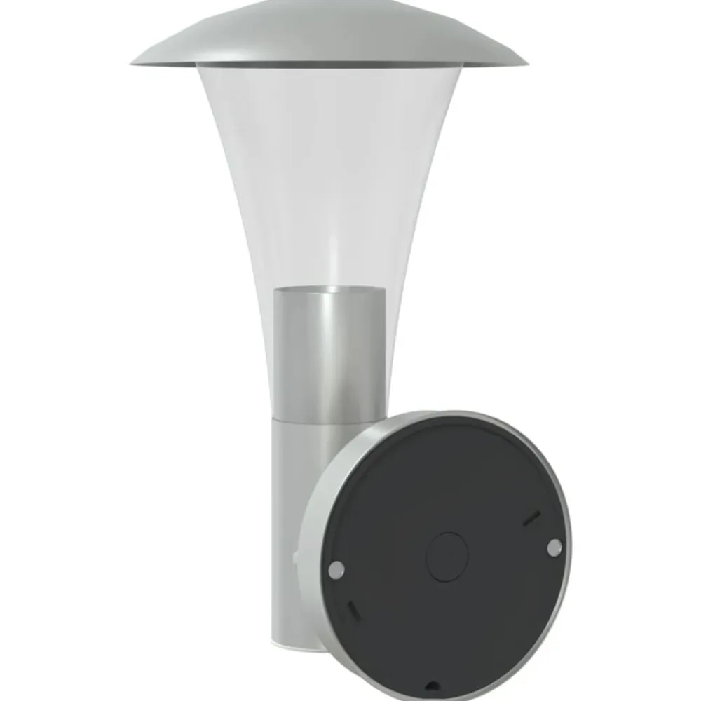 vidaXL Lámpara de pared de exterior con sensor acero inoxidable Plateado