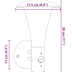 vidaXL Lámpara de pared de exterior con sensor acero inoxidable Plateado