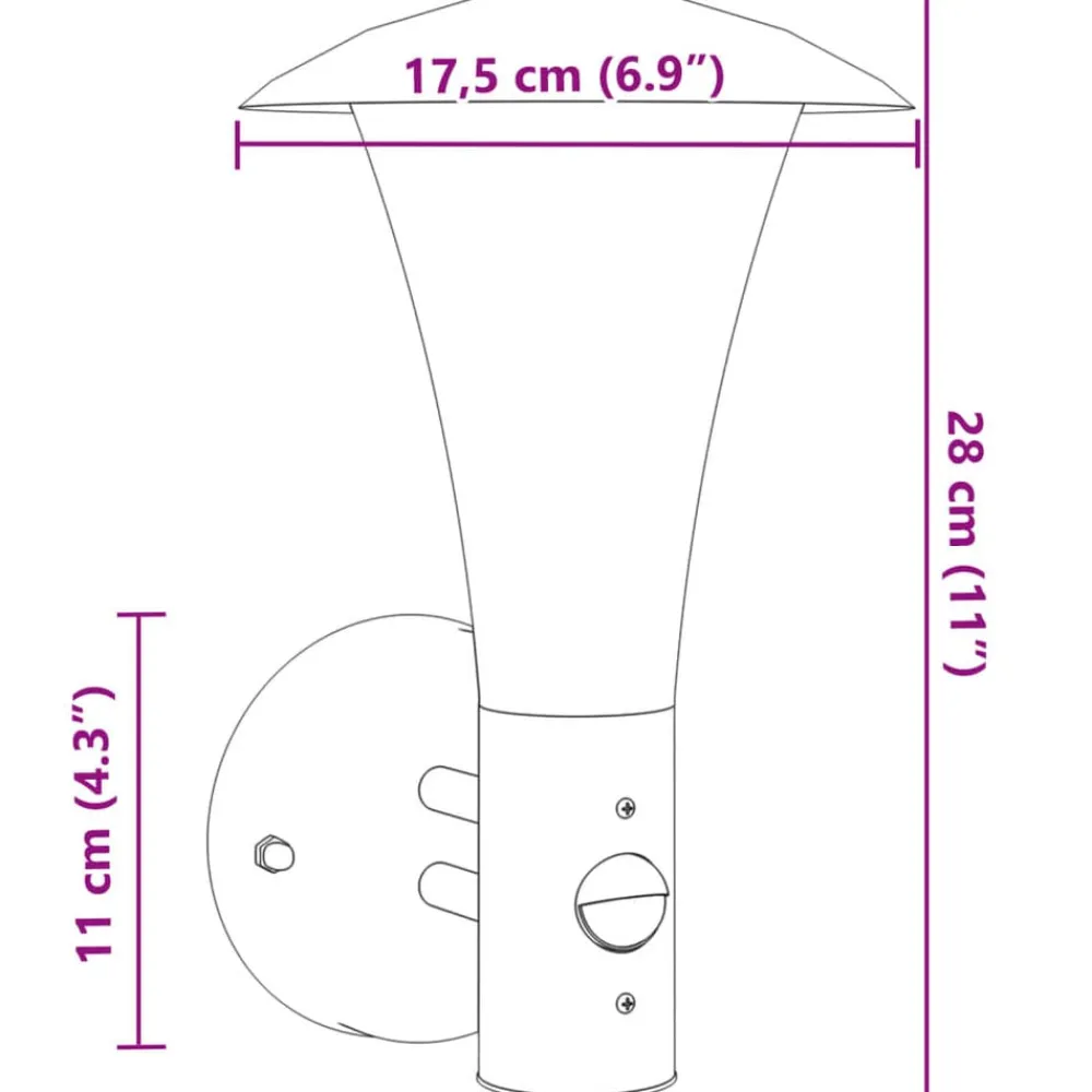 vidaXL Lámpara de pared de exterior con sensor acero inoxidable Plateado