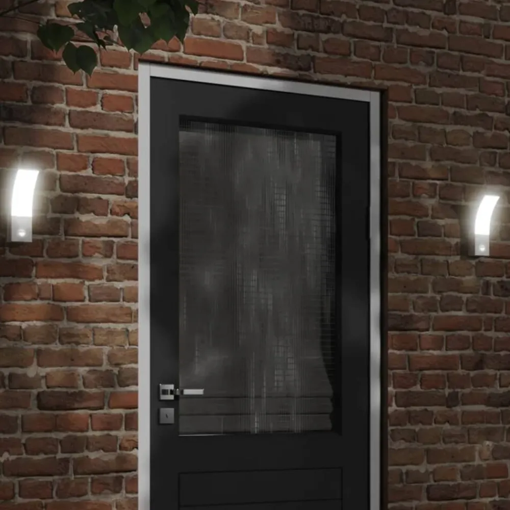 vidaXL Lámpara de pared de exterior LED con sensor aluminio Blanco Online