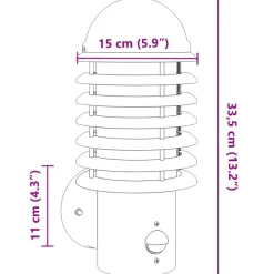 vidaXL Iluminación-Lámpara de pared de exterior con sensor acero inoxidable