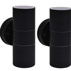 vidaXL Lámpara de pared exterior 2 uds acero ascendente/descendente Negro Outlet