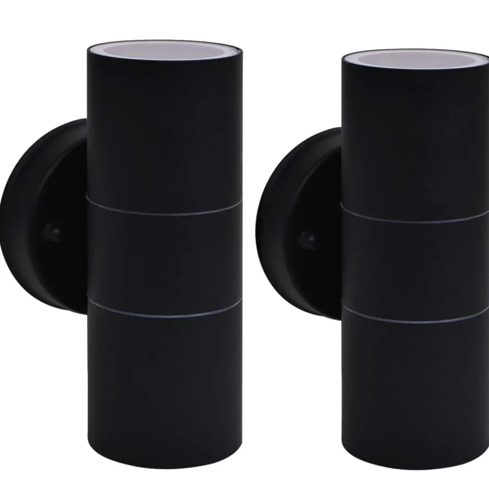 vidaXL Lámpara de pared exterior 2 uds acero ascendente/descendente Negro Outlet