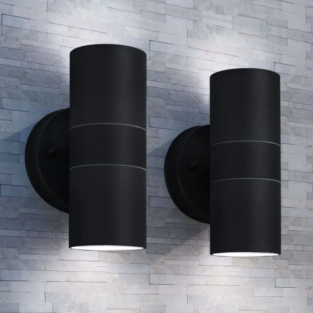 vidaXL Lámpara de pared exterior 2 uds acero ascendente/descendente Negro Outlet