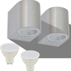 vidaXL Lámpara de pared exterior 2 uds redonda descendente Clearance