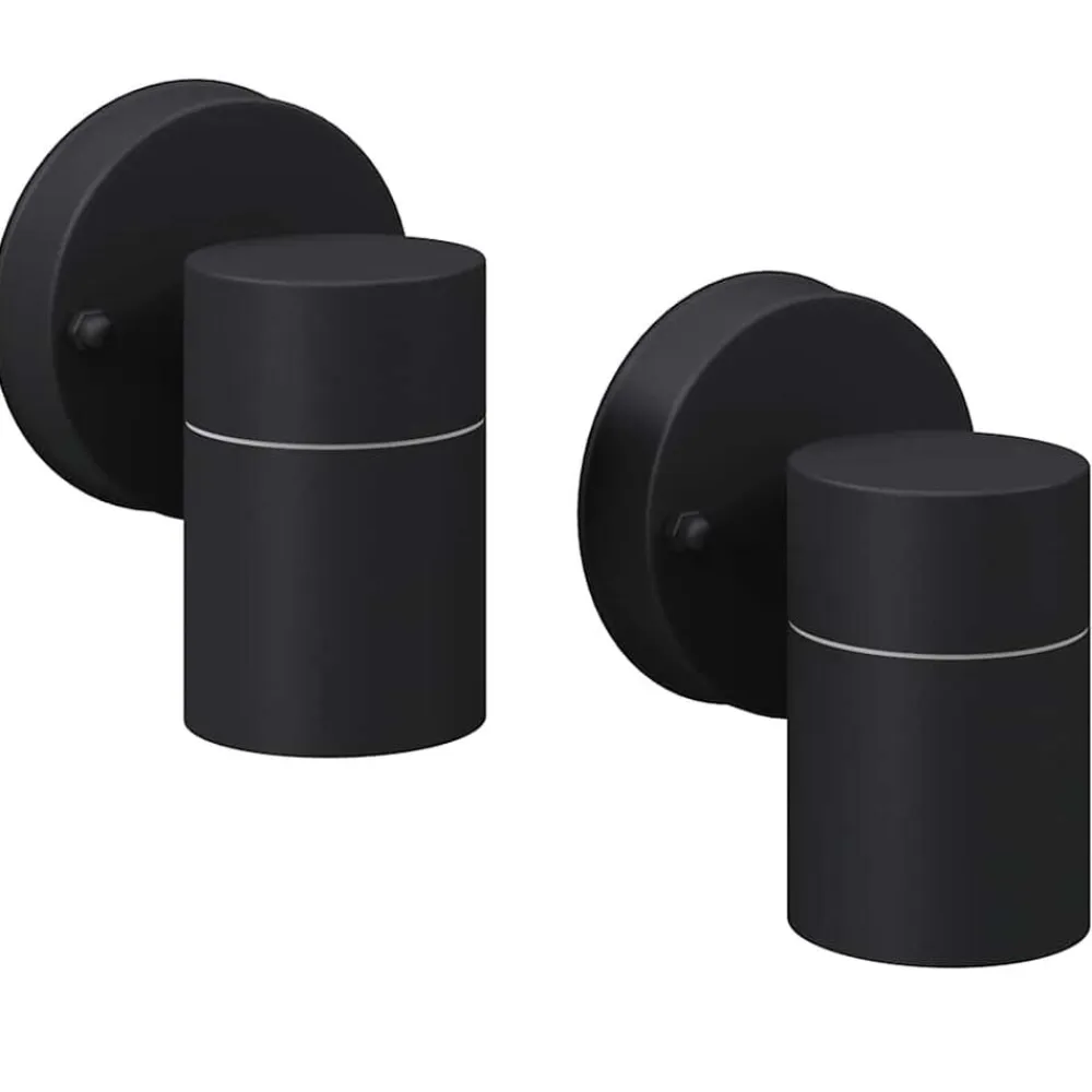 vidaXL Lámpara de pared exterior 2 uds acero inoxidable descendente Negro New