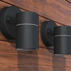 vidaXL Lámpara de pared exterior 2 uds acero inoxidable descendente Negro New