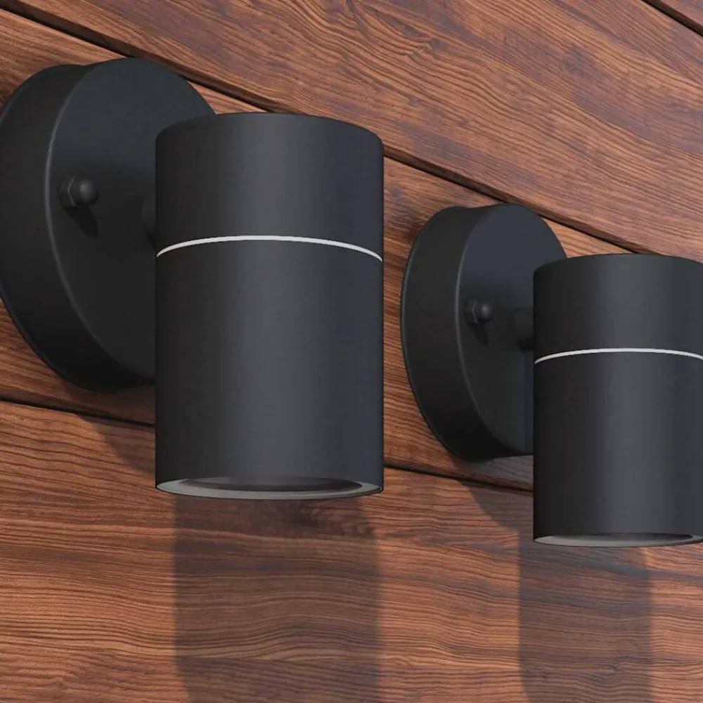 vidaXL Lámpara de pared exterior 2 uds acero inoxidable descendente Negro New