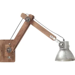 vidaXL Lámpara de pared redonda estilo industrial plateada E27 Plateado Clearance