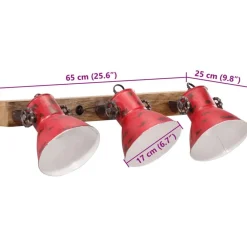 vidaXL Lámpara de pared desgastado 25 W E27 65x25 cm Rojo Online