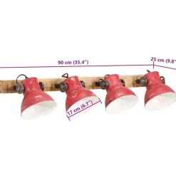 vidaXL Lámpara de pared desgastado 25 W E27 90x25 cm Rojo Hot