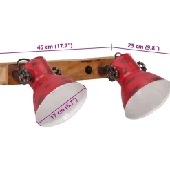 vidaXL Lámpara de pared desgastado 25 W E27 45x25 cm Rojo New