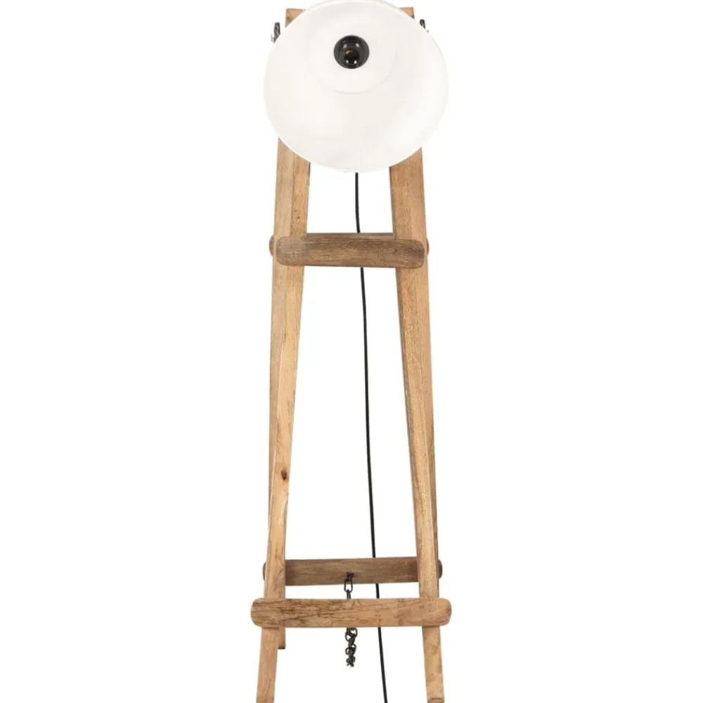 vidaXL Iluminación-Lámpara de pie 3 piezas madera maciza de mango E27