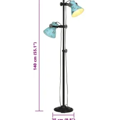 vidaXL Iluminación-Lámpara de pie desgastado 25 W E27 25x25x90/140 cm