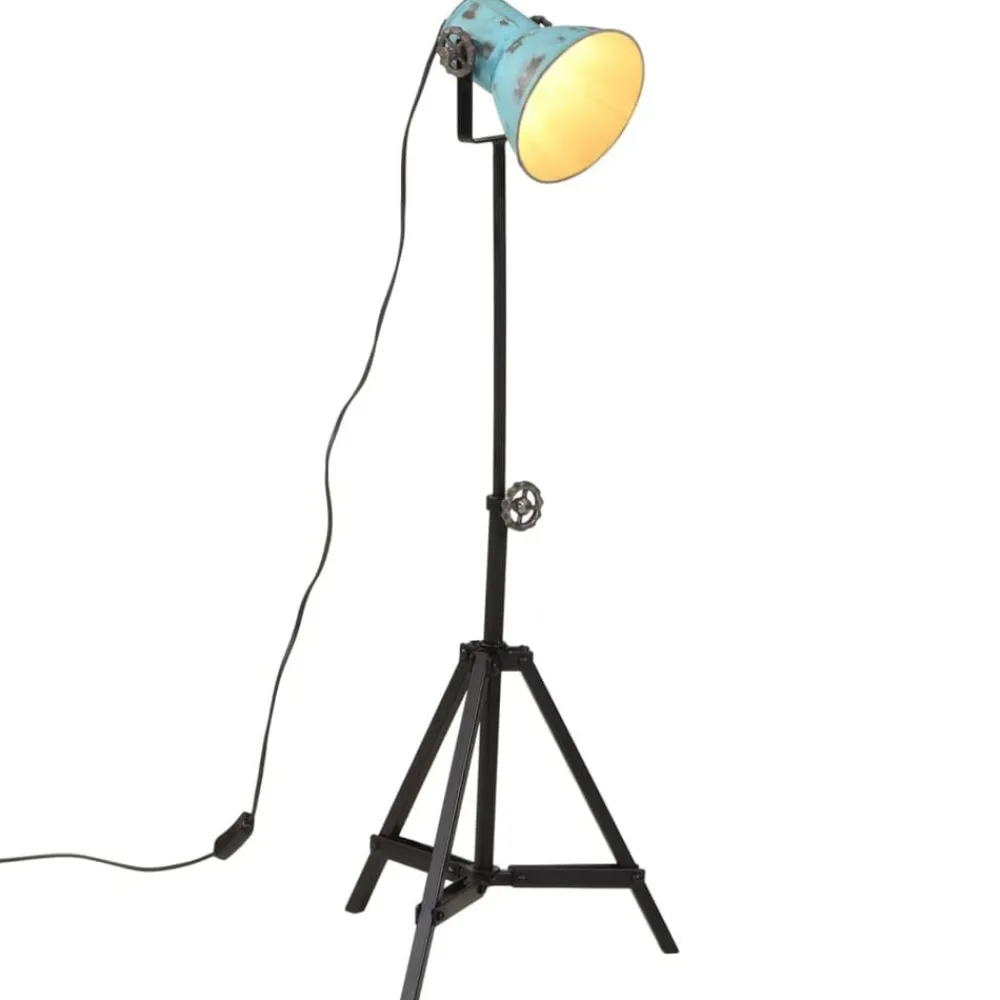 vidaXL Lámpara de pie desgastado 25 W E27 35x35x65/95 cm Azul Outlet