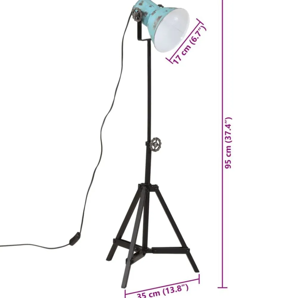 vidaXL Lámpara de pie desgastado 25 W E27 35x35x65/95 cm Azul Outlet