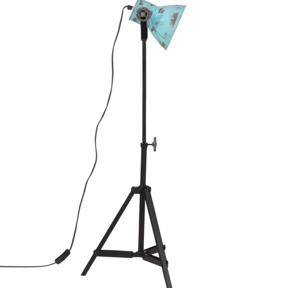 vidaXL Lámpara de pie desgastado 25 W E27 35x35x65/95 cm Azul Outlet