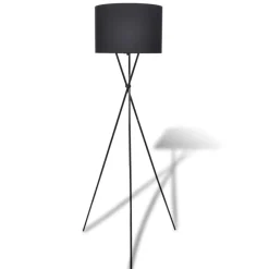vidaXL Iluminación-Lámpara de pie con pantalla y soporte negra