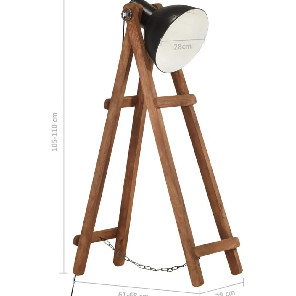 vidaXL Iluminación-Lámpara de pie de madera maciza de mango E27