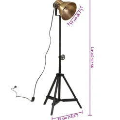 vidaXL Iluminación-Lámpara de pie latón vintage 25 W E27 35x35x65/95 cm