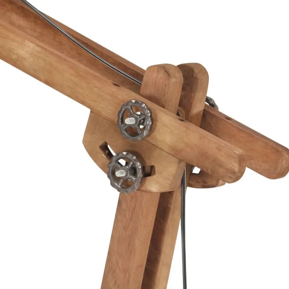vidaXL Lámpara de pie madera maciza de mango plateada E27 New