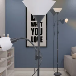 vidaXL Lámpara de pie negra Negro