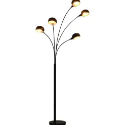 vidaXL Lámpara de pie 5 x E14 200 cm Negro y dorado Best