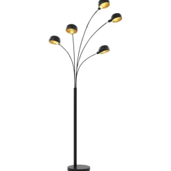 vidaXL Lámpara de pie 5 x E14 200 cm Negro y dorado Best
