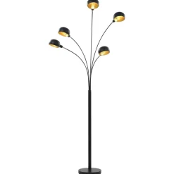 vidaXL Lámpara de pie 5 x E14 200 cm Negro y dorado Best