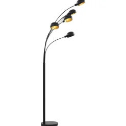 vidaXL Lámpara de pie 5 x E14 200 cm Negro y dorado Best