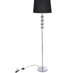 vidaXL Lámpara de pie pantalla y soporte alto 4 bolas adorno negra Negro Discount