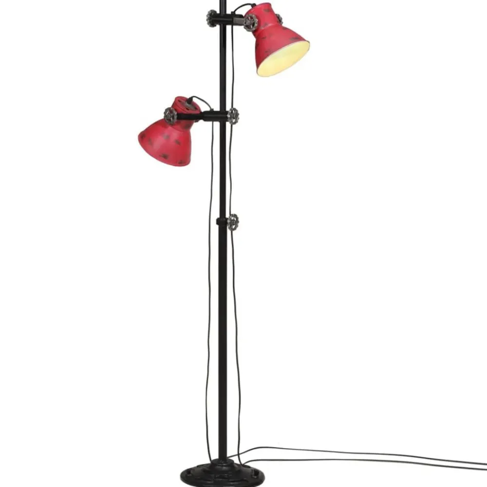 vidaXL Lámpara de pie desgastado 25 W E27 25x25x90/140 cm Rojo Discount