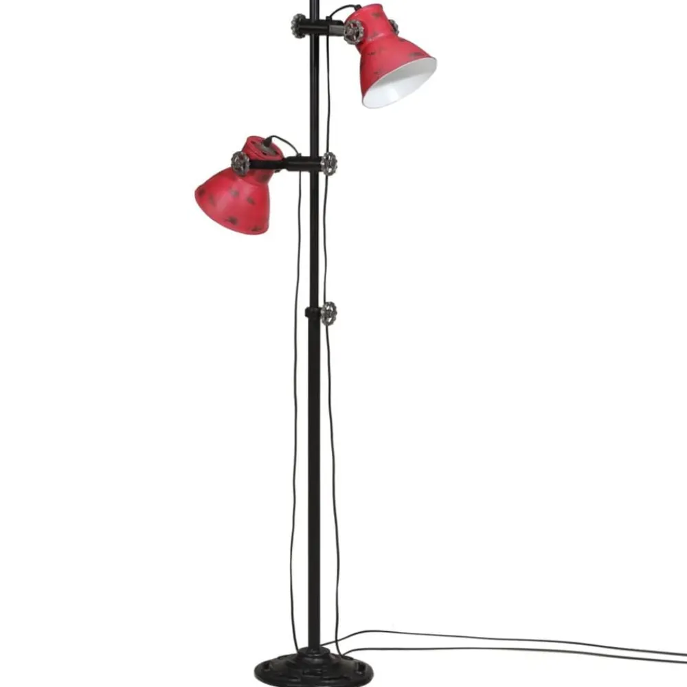vidaXL Lámpara de pie desgastado 25 W E27 25x25x90/140 cm Rojo Discount