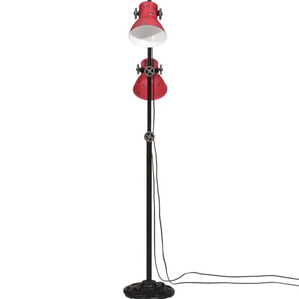 vidaXL Lámpara de pie desgastado 25 W E27 25x25x90/140 cm Rojo Discount