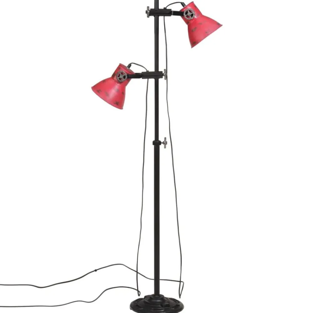 vidaXL Lámpara de pie desgastado 25 W E27 25x25x90/140 cm Rojo Discount