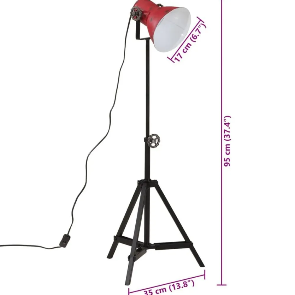 vidaXL Iluminación-Lámpara de pie desgastado 25 W E27 35x35x65/95 cm