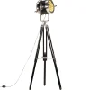 vidaXL Lámpara de suelo con trípode madera maciza mango negro 171 cm Best