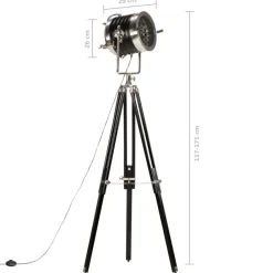 vidaXL Lámpara de suelo con trípode madera maciza mango negro 171 cm Best