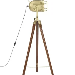 vidaXL Iluminación-Lámpara de suelo con trípode madera maciza de mango 97 cm