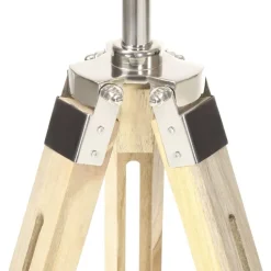 vidaXL Lámpara de suelo con trípode madera maciza de mango 140 cm Best