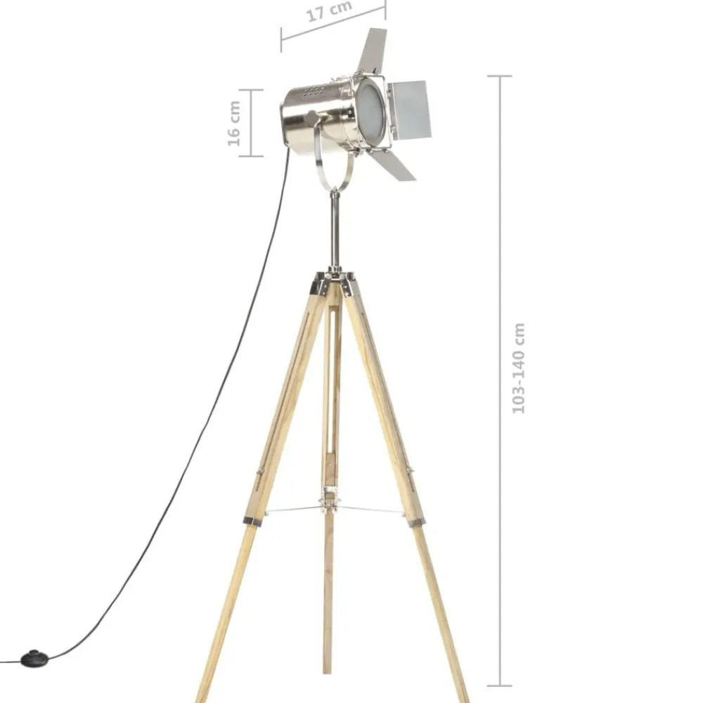 vidaXL Lámpara de suelo con trípode madera maciza de mango 140 cm Best