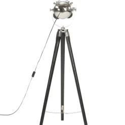 vidaXL Iluminación-Lámpara de suelo con trípode madera maciza de mango 97 cm