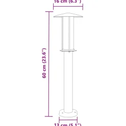 vidaXL Lámpara de suelo de exterior acero inoxidable 60 cm Negro Hot