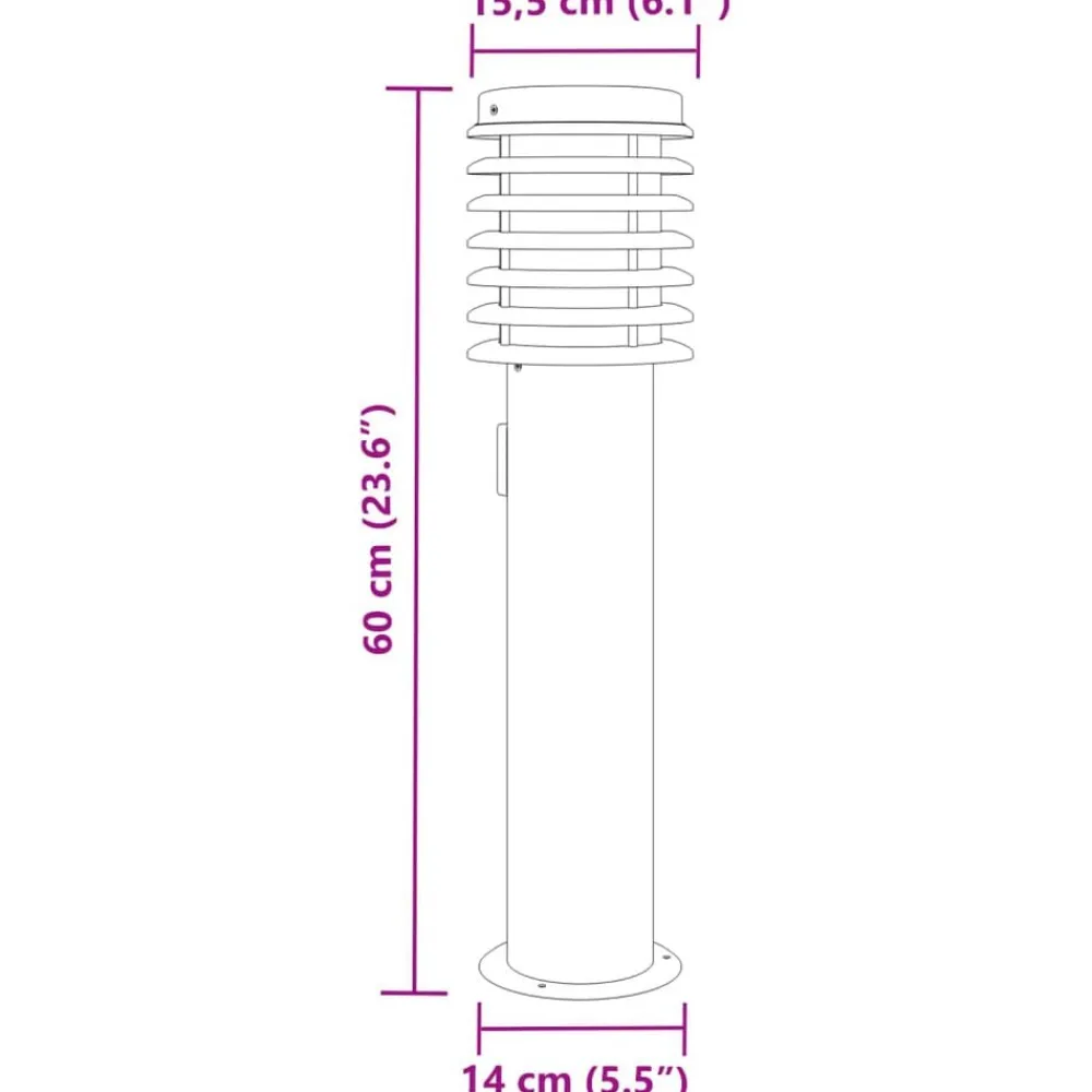 vidaXL Iluminación-Lámpara de suelo de exterior con enchufe acero 60 cm