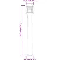 vidaXL Lámpara de suelo de exterior con enchufe acero 110 cm Negro Hot