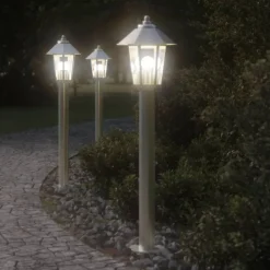 vidaXL Lámpara de suelo de exterior acero inoxidable 80 cm Plateado Outlet